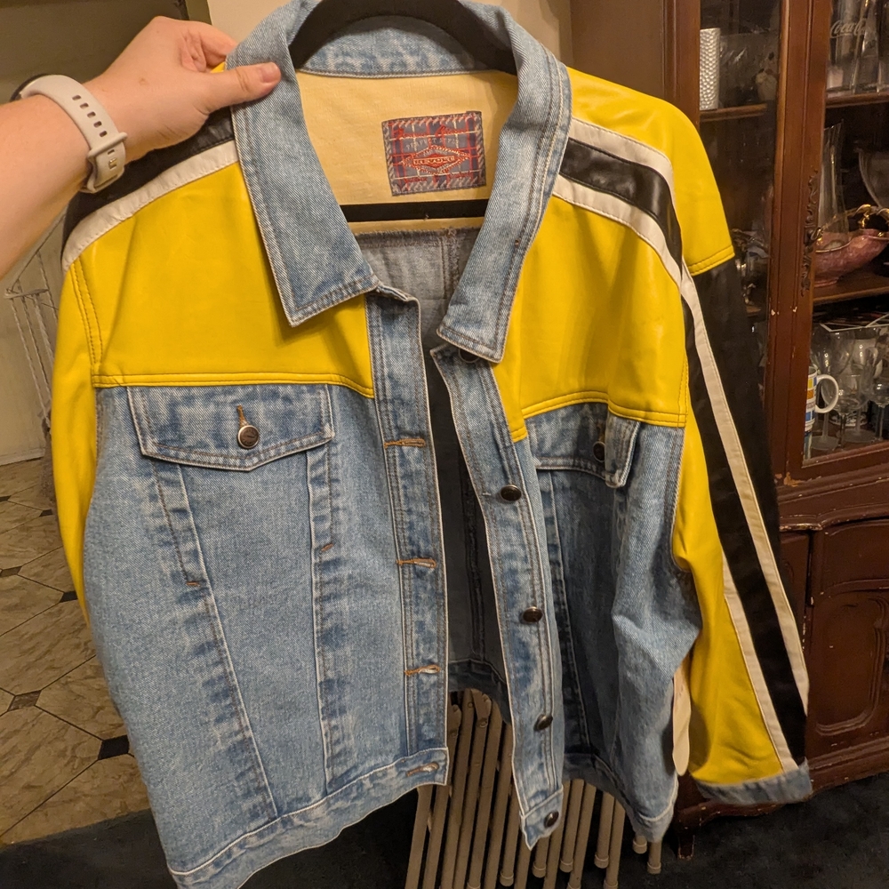 Revo Yellow and Blue Plaid Denim Jacket